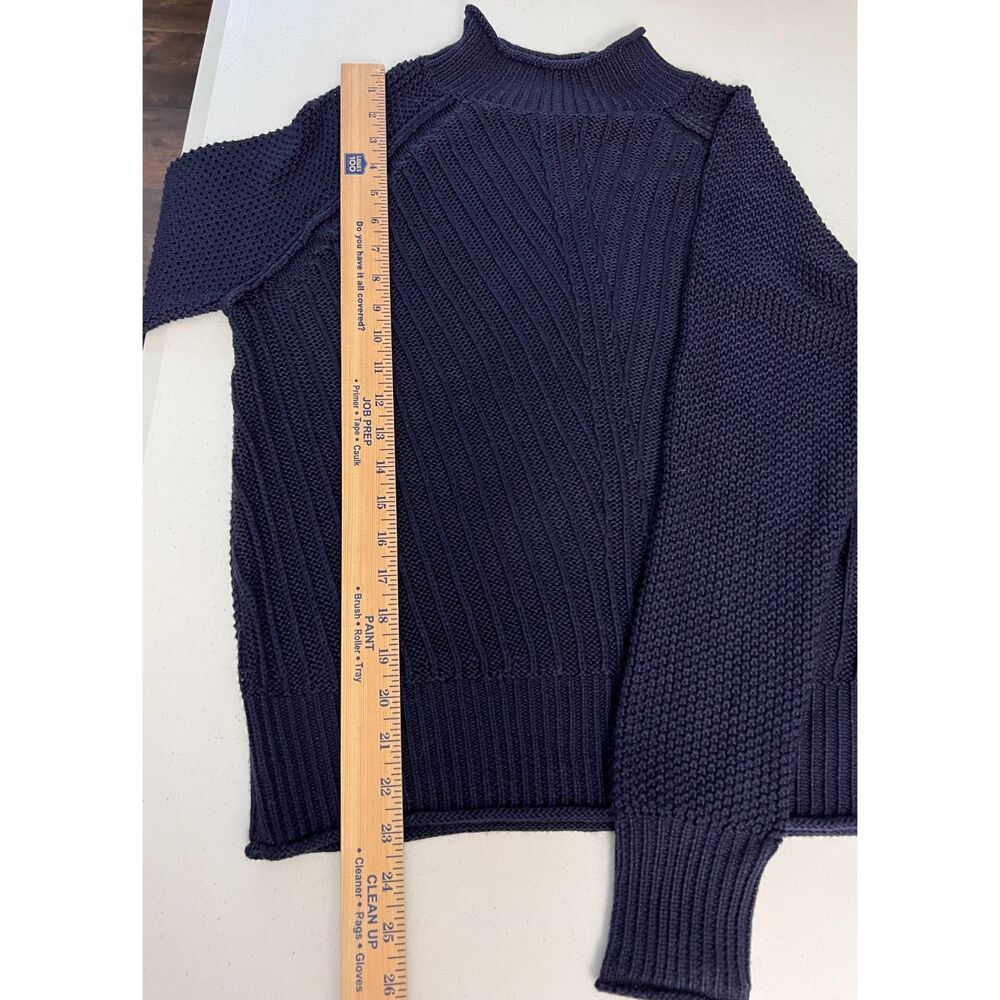 Jessica Simpson Avianna Sweater Ribbed Mock Neck Pullover Navy Blue Women's L - Picture 8 of 9